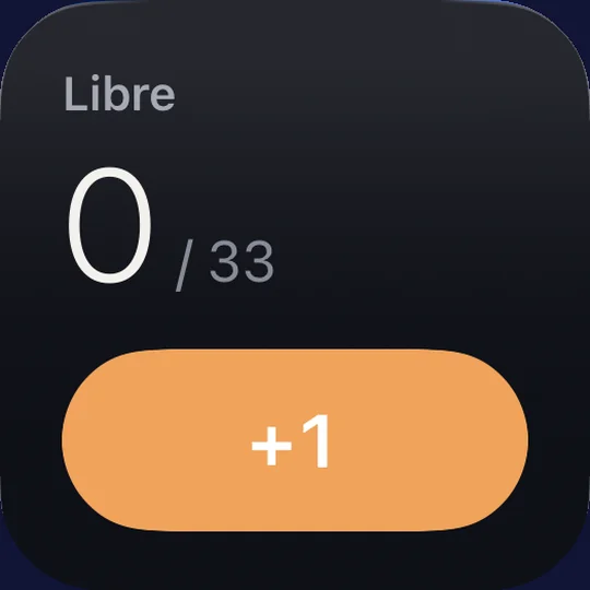 Le widget Dhikr : le compte du jour et un bouton +1.